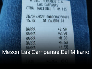 Meson Las Campanas Del Miliario horario comercial