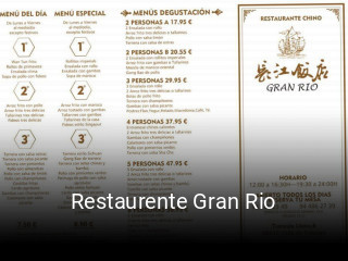 Restaurente Gran Rio horario de apertura