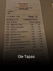 Ole Tapas horario comercial