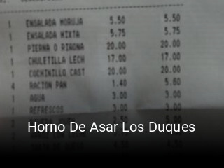 Horno De Asar Los Duques horario comercial