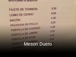 Meson Duero horario de apertura